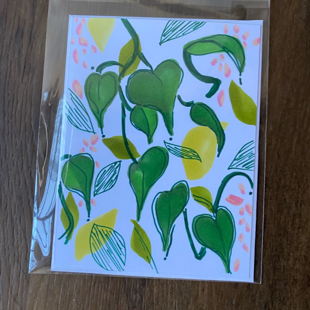 Handmade card with envelope and sticker